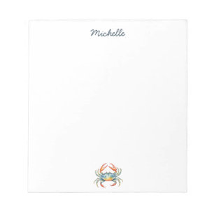 Bloc-note Crabe aquarelle personnalisé Été Plage   
