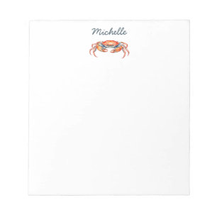 Bloc-note Crabe aquarelle personnalisé Été Plage   