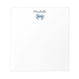 Bloc-note Crabe de plage d'été aquarelle personnalisé   