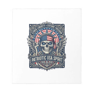 Bloc-note Crâne Cyber Liberté Patriotique Futur Cyberpunk Gr