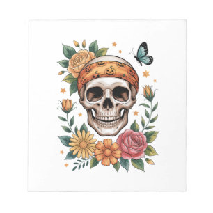 Bloc-note Crâne Floral Halloween Effrayant
