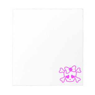 Bloc-note Crâne girly rose d'emo avec l'arc