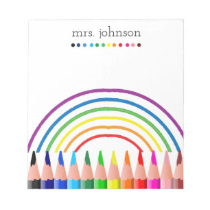 Bloc-note Crayon arc-en-ciel personnalisé pour enseignant