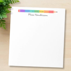 Bloc-note Crayon Arc-en-Ciel Personnalisé pour Enseignant