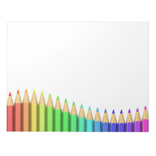 Bloc-note crayons arc-en-ciel 3D