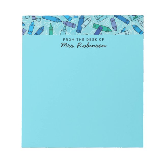 Bloc-note Crayons Bleus Cute Professeur Du Bureau de (Devant)