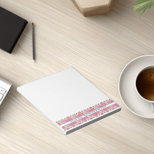 Bloc-note Crayons roses texte personnalisé Enseignant