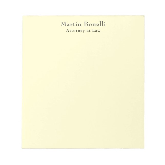 Bloc-note Cream Unique Classic Personalized Custom Own Name (Devant)