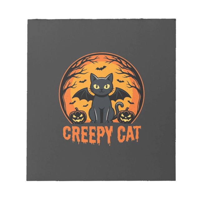 Bloc-note Création graphique de chat effrayant Halloween cha (Devant)