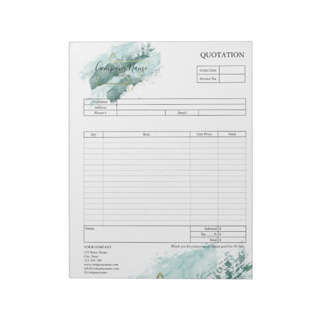 Bloc-note Créer un devis d'entreprise, une facture ou un reç (Tourné)