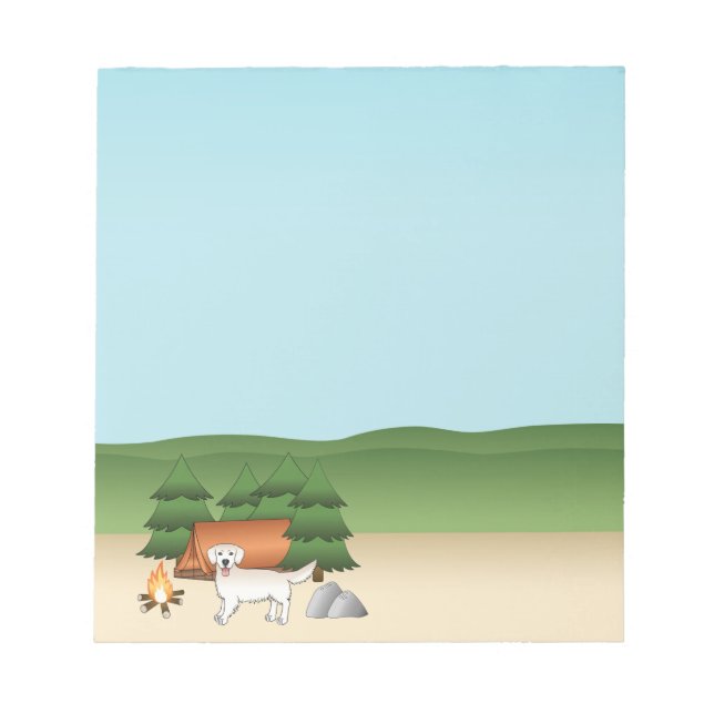 Bloc-note Crème Anglaise Golden Retriever Camping Dans Une F (Devant)