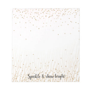 Bloc-note Crème blanche floue Zebra Gold Confetti Sparkle