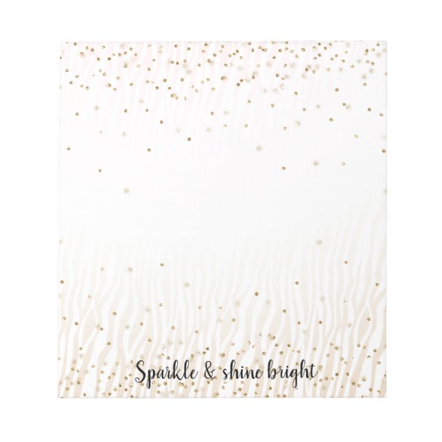 Bloc-note Crème blanche floue Zebra Gold Confetti Sparkle (Devant)