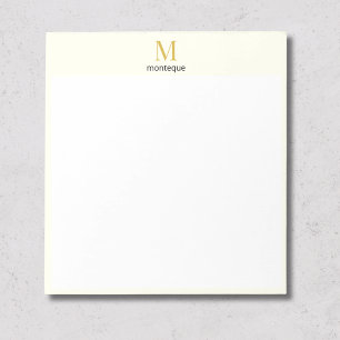 Bloc-note Crème Or Monogramme Nom Personnalisé Cadeau Luxe