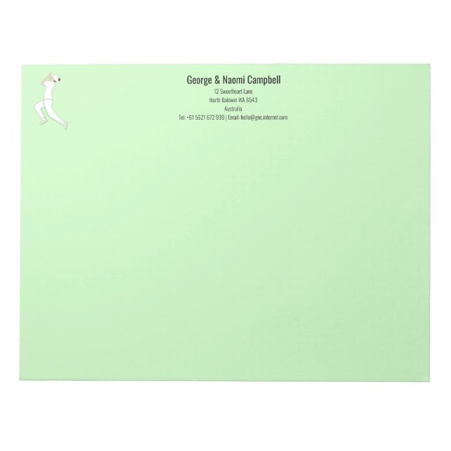 Bloc-note Cricket (Devant)