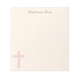Bloc-note Croix rose pastel communion