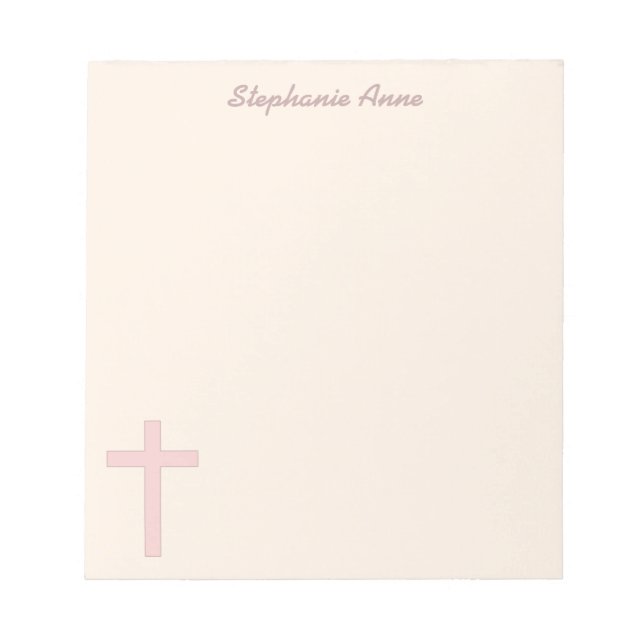 Bloc-note Croix rose pastel communion (Devant)