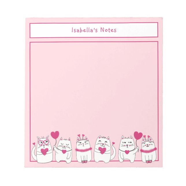 Bloc-note Cuisine White Kittens Enfants Nom personnalisé Pin (Devant)
