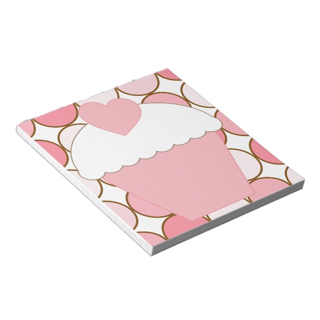 Bloc-note Cupcake rose avec points (Incliné)