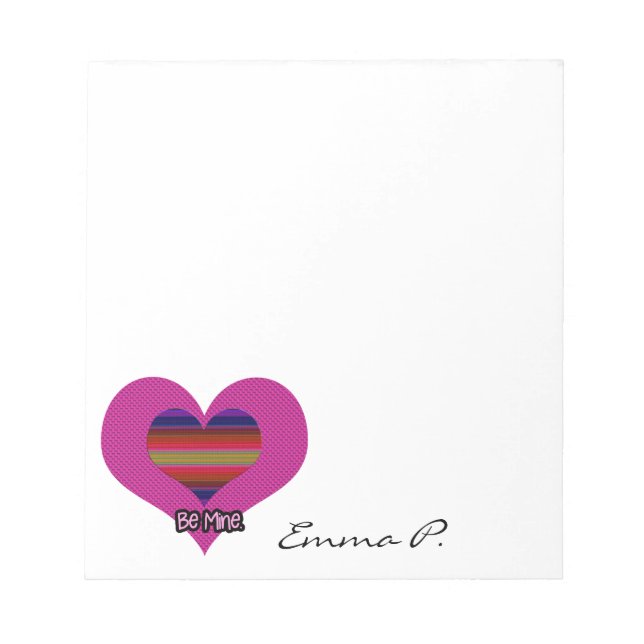 Bloc-note Custom Be Mine Valentine Rainbow Heart (Devant)