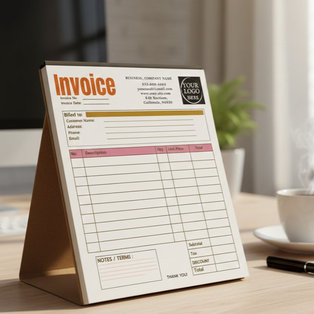 Bloc-note Custom Logo Small Business Invoice Sales Receipt O (Créateur téléchargé)