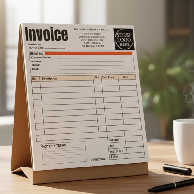 Bloc-note Custom Logo Small Business Invoice Sales Receipt O (Créateur téléchargé)
