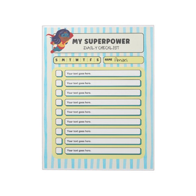 Bloc-note Customisable ADHD KIds Daily Checklist Notepad (Tourné)