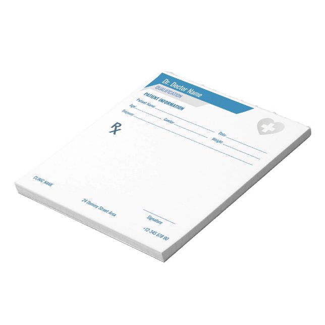 Bloc-note Customizable RX Pad for Doctors - Prescription Pad (Tourné)