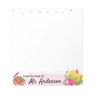 Bloc-note Cute Aquarelle Pomme Nom de l'enseignant Classe de