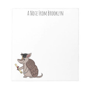 Bloc-note Cute armadillo avec dessin animé de la casquette d