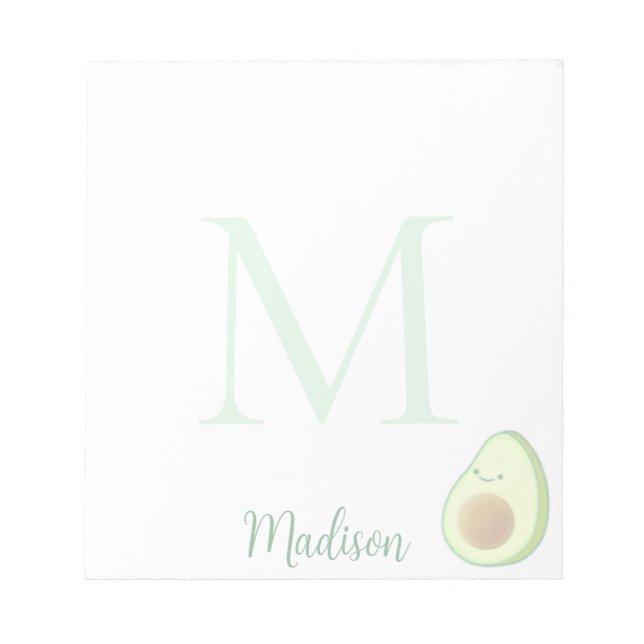 Bloc-note Cute Avocado Custom Name Initial  (Devant)