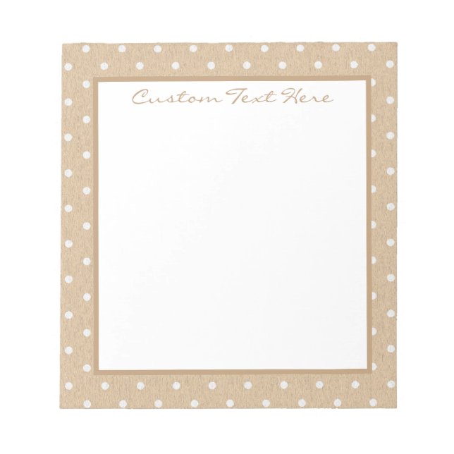 Bloc-note Cute Beige Blanc Polka Motif Personnalisé (Devant)