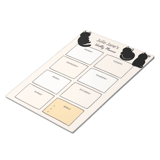 Bloc-note Cute Black Cats Planificateur hebdomadaire Personn (Incliné)