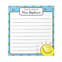 Bloc-note Cute Bleu Soleil Smile Face De L'Enseignant