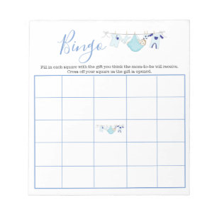 Bloc-note Cute Blue Boy Cloche Baby shower Bingo Jeu