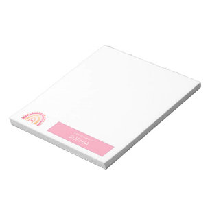 Bloc-note Cute Boho Aquarelle arc-en-ciel en rose personnali
