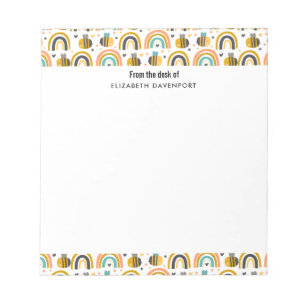 Bloc-note Cute Bumble Bee et Rainbows Motif