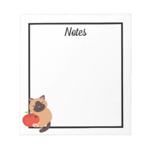 Bloc-note Cute chat siamois avec pomme