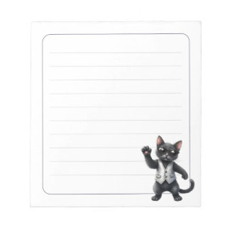Bloc-note Cute Formal Black Cat Tuxedo Lined Writing