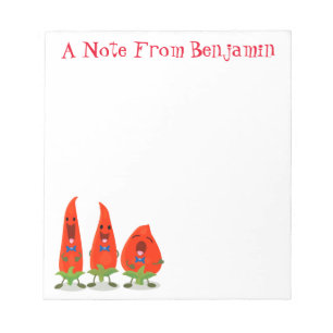 Bloc-note Cute funny chilli hot peppers trio cartoon