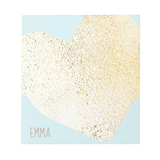Bloc-note Cute Girly Gold Heart Nom personnalisé (Devant)