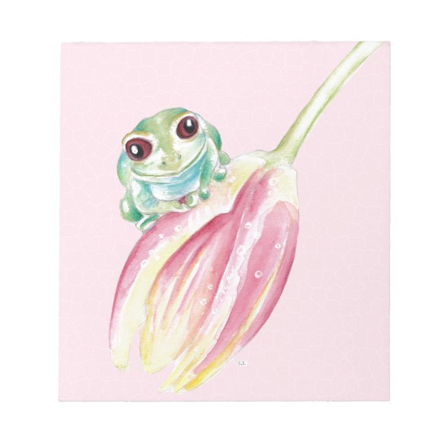 Bloc-note Cute Grenouille sur rose (Devant)