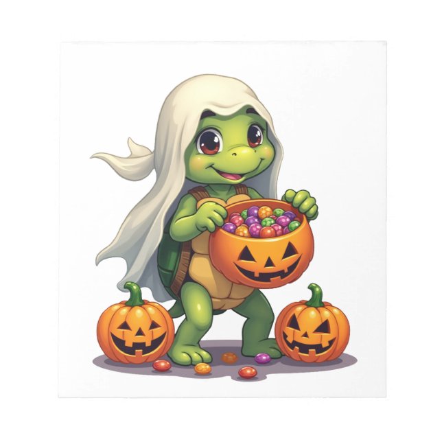 Bloc-note Cute Halloween Turtle Ghost with Candy (8) (Devant)