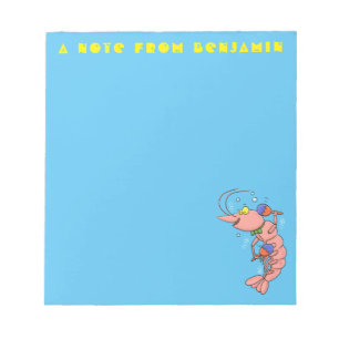 Bloc-note Cute happy shrimp, dessin animé de crevettes