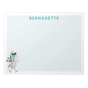 Bloc-note Cute Ice Skating Unicorn Teal Pink Custom Name