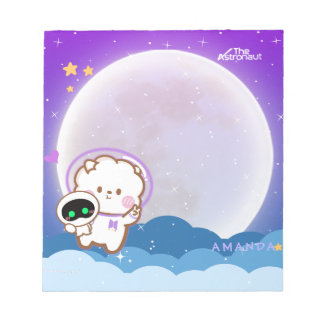 Bloc-note Cute Kawaii Astronaut Jinnie dans l'espace violet