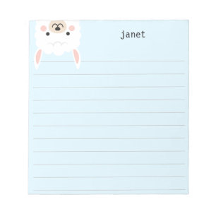 Bloc-note Cute Little Llama, Bleu Personnalisé Lins