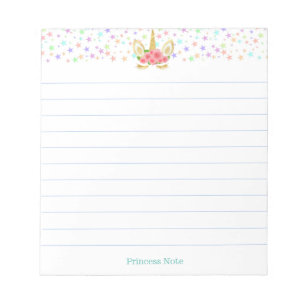 Bloc-note Cute Magic Unicorn & Multicolor Stars Linked