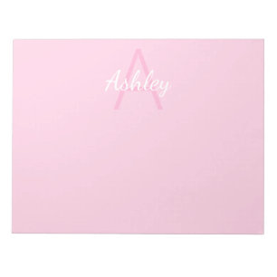 Bloc-note Cute Monogrammed Girl's Name   Pink & White