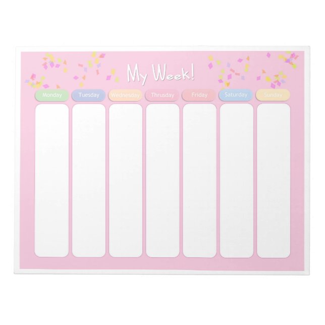 Bloc-note Cute Pastel Pink Confetti Planificateur hebdomadai (Devant)